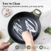 imageSENSARTE 12 Inch Nonstick Deep Frying Pan 5Qt Non Stick Saute Pan with Lid Large Skillet with Helper Handle DiamondampampTitanium Scratch Resistant Induction Compatible PFOA PFOS APEO Free Sage