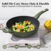 imageSENSARTE 12 Inch Nonstick Deep Frying Pan 5Qt Non Stick Saute Pan with Lid Large Skillet with Helper Handle DiamondampampTitanium Scratch Resistant Induction Compatible PFOA PFOS APEO Free Sage
