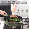 imageSENSARTE 12 Inch Nonstick Deep Frying Pan 5Qt Non Stick Saute Pan with Lid Large Skillet with Helper Handle DiamondampampTitanium Scratch Resistant Induction Compatible PFOA PFOS APEO Free Sage