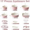 imageSENSARTE 17 Piece Pots and Pans Set Nonstick Detachable Handle Cookware Set Induction Kitchen Cookware Set with Removable Handle Healthy Non Stick for RV Dishwasher  Oven Safe PFOA Free WhitePink