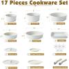imageSENSARTE 17 Piece Pots and Pans Set Nonstick Detachable Handle Cookware Set Induction Kitchen Cookware Set with Removable Handle Healthy Non Stick for RV Dishwasher  Oven Safe PFOA Free WhiteWhite