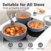 imageSENSARTE 17 Piece Pots and Pans Set Nonstick Detachable Handle Cookware Set Induction Kitchen Cookware Set with Removable Handle Healthy Non Stick for RV Dishwasher  Oven Safe PFOA Free WhiteGray