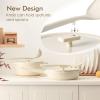 imageSENSARTE Ceramic Cookware Set Nontoxic 14 Pcs Nonstick Pots and Pans Set Dishwasher Safe Induction Cookware Healthy Kitchen Cooking Set wDiecast Lids PFOAPFASPTFE FreeCeramic White