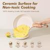 imageSENSARTE Ceramic Cookware Sets Pots and Pans Set Non stick Non toxic Healthy Induction Cookware 26 Pcs Nonstick Kitchen Cooking Set wFrying Pans Set Saucepans SetCeramic Taupe