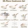 imageSENSARTE Ceramic Cookware Sets Pots and Pans Set Nonstick 20Piece Induction Cookware Nontoxic Healthy Non Stick Kitchen Cooking Set with StayCool Handles PFAS PTFE PFOA PFOS FreeCeramic White