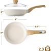 imageSENSARTE Ceramic Nonstick Frying Pan Skillet with Lid 8inch Non Stick Pan Omelet Pans Nontoxic Healthy Kitchen Cooking Chefs Pan Free of Intentionally Added PFASPTFE Induction Compatible TaupeCeramic White