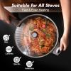 imageSENSARTE Ceramic Nonstick Frying Pan Skillet with Lid 8inch Non Stick Pan Omelet Pans Nontoxic Healthy Kitchen Cooking Chefs Pan Free of Intentionally Added PFASPTFE Induction Compatible TaupeDark Black