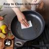 imageSENSARTE Ceramic Nonstick Frying Pan Skillet with Lid 8inch Non Stick Pan Omelet Pans Nontoxic Healthy Kitchen Cooking Chefs Pan Free of Intentionally Added PFASPTFE Induction Compatible TaupeDark Black