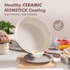 imageSENSARTE Ceramic Nonstick Frying Pan Skillet with Lid 8inch Non Stick Pan Omelet Pans Nontoxic Healthy Kitchen Cooking Chefs Pan Free of Intentionally Added PFASPTFE Induction Compatible TaupeCeramic Taupe