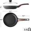 imageSENSARTE Ceramic Nonstick Frying Pan Skillet with Lid 8inch Non Stick Pan Omelet Pans Nontoxic Healthy Kitchen Cooking Chefs Pan Free of Intentionally Added PFASPTFE Induction Compatible TaupeDark Black