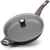 imageSENSARTE Ceramic Nonstick Frying Pan Skillet with Lid 8inch Non Stick Pan Omelet Pans Nontoxic Healthy Kitchen Cooking Chefs Pan Free of Intentionally Added PFASPTFE Induction Compatible TaupeDark Black