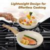 imageSENSARTE Ceramic Nonstick Frying Pan Skillet with Lid 8inch Non Stick Pan Omelet Pans Nontoxic Healthy Kitchen Cooking Chefs Pan Free of Intentionally Added PFASPTFE Induction Compatible TaupeCeramic White