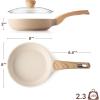 imageSENSARTE Ceramic Nonstick Frying Pan Skillet with Lid 8inch Non Stick Pan Omelet Pans Nontoxic Healthy Kitchen Cooking Chefs Pan Free of Intentionally Added PFASPTFE Induction Compatible TaupeCeramic Taupe