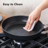 imageSENSARTE Ceramic Nonstick Frying Pan Skillet with Lid 8inch Non Stick Pan Omelet Pans Nontoxic Healthy Kitchen Cooking Chefs Pan Free of Intentionally Added PFASPTFE Induction Compatible TaupeDark Black
