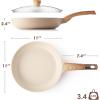 imageSENSARTE Ceramic Nonstick Frying Pan Skillet with Lid 8inch Non Stick Pan Omelet Pans Nontoxic Healthy Kitchen Cooking Chefs Pan Free of Intentionally Added PFASPTFE Induction Compatible TaupeCeramic Taupe