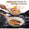imageSENSARTE Ceramic Nonstick Frying Pan Skillet with Lid 8inch Non Stick Pan Omelet Pans Nontoxic Healthy Kitchen Cooking Chefs Pan Free of Intentionally Added PFASPTFE Induction Compatible TaupeCeramic Taupe