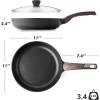 imageSENSARTE Ceramic Nonstick Frying Pan Skillet with Lid 8inch Non Stick Pan Omelet Pans Nontoxic Healthy Kitchen Cooking Chefs Pan Free of Intentionally Added PFASPTFE Induction Compatible TaupeDark Black