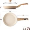 imageSENSARTE Ceramic Nonstick Frying Pan Skillet with Lid 8inch Non Stick Pan Omelet Pans Nontoxic Healthy Kitchen Cooking Chefs Pan Free of Intentionally Added PFASPTFE Induction Compatible TaupeCeramic Taupe