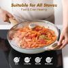 imageSENSARTE Ceramic Nonstick Frying Pan Skillet with Lid 8inch Non Stick Pan Omelet Pans Nontoxic Healthy Kitchen Cooking Chefs Pan Free of Intentionally Added PFASPTFE Induction Compatible TaupeCeramic White