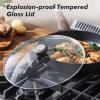 imageSENSARTE Ceramic Nonstick Frying Pan Skillet with Lid 8inch Non Stick Pan Omelet Pans Nontoxic Healthy Kitchen Cooking Chefs Pan Free of Intentionally Added PFASPTFE Induction Compatible TaupeDark Black