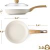 imageSENSARTE Ceramic Nonstick Frying Pan Skillet with Lid 8inch Non Stick Pan Omelet Pans Nontoxic Healthy Kitchen Cooking Chefs Pan Free of Intentionally Added PFASPTFE Induction Compatible TaupeCeramic White