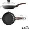imageSENSARTE Ceramic Nonstick Frying Pan Skillet with Lid 8inch Non Stick Pan Omelet Pans Nontoxic Healthy Kitchen Cooking Chefs Pan Free of Intentionally Added PFASPTFE Induction Compatible TaupeDark Black