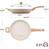 imageSENSARTE Ceramic Nonstick Frying Pan Skillet with Lid 8inch Non Stick Pan Omelet Pans Nontoxic Healthy Kitchen Cooking Chefs Pan Free of Intentionally Added PFASPTFE Induction Compatible TaupeCeramic Taupe