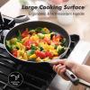 imageSENSARTE Ceramic Nonstick Frying Pan Skillet with Lid 8inch Non Stick Pan Omelet Pans Nontoxic Healthy Kitchen Cooking Chefs Pan Free of Intentionally Added PFASPTFE Induction Compatible TaupeDark Black