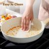 imageSENSARTE Ceramic Nonstick Frying Pan Skillet with Lid 8inch Non Stick Pan Omelet Pans Nontoxic Healthy Kitchen Cooking Chefs Pan Free of Intentionally Added PFASPTFE Induction Compatible TaupeCeramic White