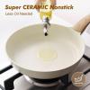 imageSENSARTE Ceramic Nonstick Frying Pan Skillet with Lid 8inch Non Stick Pan Omelet Pans Nontoxic Healthy Kitchen Cooking Chefs Pan Free of Intentionally Added PFASPTFE Induction Compatible TaupeCeramic White