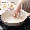 imageSENSARTE Ceramic Nonstick Frying Pan Skillet with Lid 8inch Non Stick Pan Omelet Pans Nontoxic Healthy Kitchen Cooking Chefs Pan Free of Intentionally Added PFASPTFE Induction Compatible TaupeCeramic Taupe