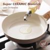 imageSENSARTE Ceramic Nonstick Frying Pan Skillet with Lid 8inch Non Stick Pan Omelet Pans Nontoxic Healthy Kitchen Cooking Chefs Pan Free of Intentionally Added PFASPTFE Induction Compatible TaupeCeramic Taupe