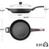 imageSENSARTE Ceramic Nonstick Frying Pan Skillet with Lid 8inch Non Stick Pan Omelet Pans Nontoxic Healthy Kitchen Cooking Chefs Pan Free of Intentionally Added PFASPTFE Induction Compatible TaupeDark Black