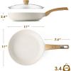 imageSENSARTE Ceramic Nonstick Frying Pan Skillet with Lid 8inch Non Stick Pan Omelet Pans Nontoxic Healthy Kitchen Cooking Chefs Pan Free of Intentionally Added PFASPTFE Induction Compatible TaupeCeramic White