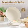 imageSENSARTE Ceramic Nonstick Frying Pan Small Skillet 8Inch Non Stick Omelette Pans Nontoxic Healthy Kitchen Cooking Chefs Pan Free of Intentionally Added PFOAPFASPTFE Induction Compatible TaupeCeramic White