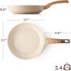 imageSENSARTE Ceramic Nonstick Frying Pan Small Skillet 8Inch Non Stick Omelette Pans Nontoxic Healthy Kitchen Cooking Chefs Pan Free of Intentionally Added PFOAPFASPTFE Induction Compatible TaupeCeramic Taupe