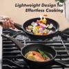 imageSENSARTE Ceramic Nonstick Frying Pan Small Skillet 8Inch Non Stick Omelette Pans Nontoxic Healthy Kitchen Cooking Chefs Pan Free of Intentionally Added PFOAPFASPTFE Induction Compatible TaupeDark Black