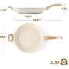 imageSENSARTE Ceramic Nonstick Frying Pan Small Skillet 8Inch Non Stick Omelette Pans Nontoxic Healthy Kitchen Cooking Chefs Pan Free of Intentionally Added PFOAPFASPTFE Induction Compatible TaupeCeramic White