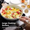imageSENSARTE Ceramic Nonstick Frying Pan Small Skillet 8Inch Non Stick Omelette Pans Nontoxic Healthy Kitchen Cooking Chefs Pan Free of Intentionally Added PFOAPFASPTFE Induction Compatible TaupeCeramic White