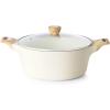 imageSENSARTE Ceramic Nonstick Stock Pot with Lid 264566 QT Soup Pot Casserole Pot Nontoxic Healthy Pasta Pot Large Cooking Pot Stew Pot Induction Compatible PFOA PFAS PTFE Free WhiteCeramic White