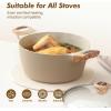 imageSENSARTE Ceramic Nonstick Stock Pot with Lid 264566 QT Soup Pot Casserole Pot Nontoxic Healthy Pasta Pot Large Cooking Pot Stew Pot Induction Compatible PFOA PFAS PTFE Free WhiteCeramic Taupe