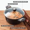 imageSENSARTE Ceramic Nonstick Stock Pot with Lid 264566 QT Soup Pot Casserole Pot Nontoxic Healthy Pasta Pot Large Cooking Pot Stew Pot Induction Compatible PFOA PFAS PTFE Free WhiteClassic Black