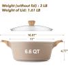 imageSENSARTE Ceramic Nonstick Stock Pot with Lid 264566 QT Soup Pot Casserole Pot Nontoxic Healthy Pasta Pot Large Cooking Pot Stew Pot Induction Compatible PFOA PFAS PTFE Free WhiteCeramic Taupe