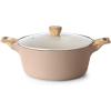 imageSENSARTE Ceramic Nonstick Stock Pot with Lid 264566 QT Soup Pot Casserole Pot Nontoxic Healthy Pasta Pot Large Cooking Pot Stew Pot Induction Compatible PFOA PFAS PTFE Free WhiteCeramic Taupe