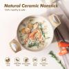 imageSENSARTE Ceramic Nonstick Stock Pot with Lid 264566 QT Soup Pot Casserole Pot Nontoxic Healthy Pasta Pot Large Cooking Pot Stew Pot Induction Compatible PFOA PFAS PTFE Free WhiteCeramic Taupe