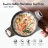 imageSENSARTE Ceramic Nonstick Stock Pot with Lid 264566 QT Soup Pot Casserole Pot Nontoxic Healthy Pasta Pot Large Cooking Pot Stew Pot Induction Compatible PFOA PFAS PTFE Free WhiteClassic Black