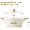 imageSENSARTE Ceramic Nonstick Stock Pot with Lid 264566 QT Soup Pot Casserole Pot Nontoxic Healthy Pasta Pot Large Cooking Pot Stew Pot Induction Compatible PFOA PFAS PTFE Free WhiteCeramic White