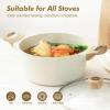 imageSENSARTE Ceramic Nonstick Stock Pot with Lid 264566 QT Soup Pot Casserole Pot Nontoxic Healthy Pasta Pot Large Cooking Pot Stew Pot Induction Compatible PFOA PFAS PTFE Free WhiteCeramic White