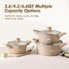 imageSENSARTE Ceramic Nonstick Stock Pot with Lid 264566 QT Soup Pot Casserole Pot Nontoxic Healthy Pasta Pot Large Cooking Pot Stew Pot Induction Compatible PFOA PFAS PTFE Free WhiteCeramic Taupe