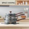 imageSENSARTE Nonstick Ceramic Cookware Set 13Piece Healthy Pots and Pans Set Nontoxic Kitchen Cooking Set with StayCool Handles Silicone Tools and Pot Protectors PFAS and PFOA FreeGray